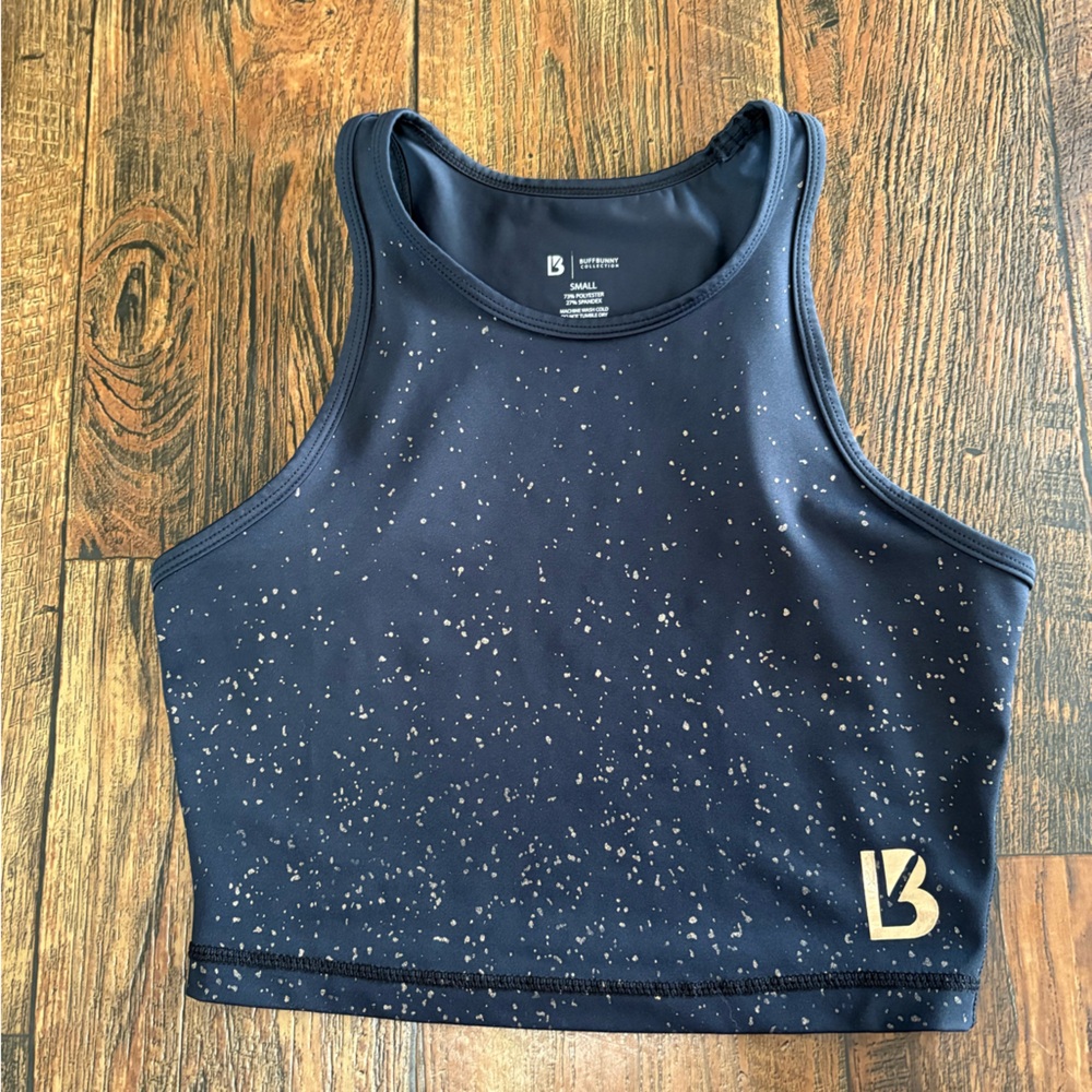 BuffBunny Navy Speckle Racerback Crop Top